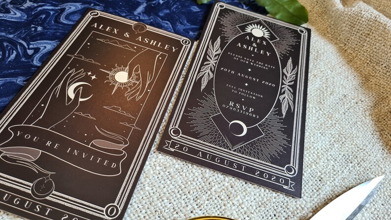 Personalised Save the Date card for Wedding /& Events Unique Tarot Card Save the Date