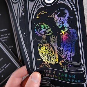 Unique Foiled Tarot Card Invitation Suite 'Til Death Do Us Part', Personalised 3 piece set for Wedding & Events image 6