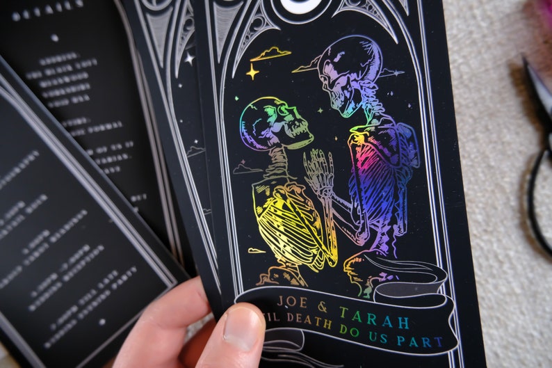 Unique Foiled Tarot Card Invitation Suite 'Til Death Do Us Part', Personalised 3 piece set for Wedding & Events image 6