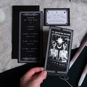 Unique Foiled Tarot Card Invitation Suite 'Til Death Do Us Part', Personalised 3 piece set for Wedding & Events image 9