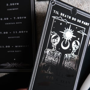 Unique Foiled Tarot Card Invitation Suite 'Til Death Do Us Part', Personalised 3 piece set for Wedding & Events image 10