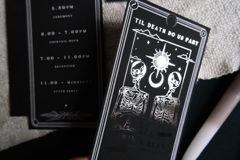 Unique Foiled Tarot Card Invitation Suite 'Til Death Do Us Part', Personalised 3 piece set for Wedding & Events image 10