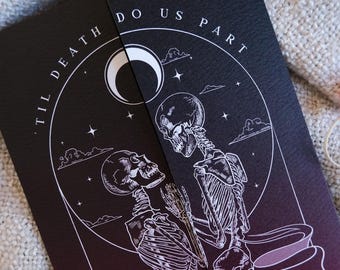 Gatefold Wedding Invitation | Til Death Do Us Part Ouija Gothic Design | Halloween Invite