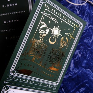 Gold Foil 'til Death Do Us Part' Tarot Card Invitation, Personalised Invitation RSVP card for Wedding & Events image 10