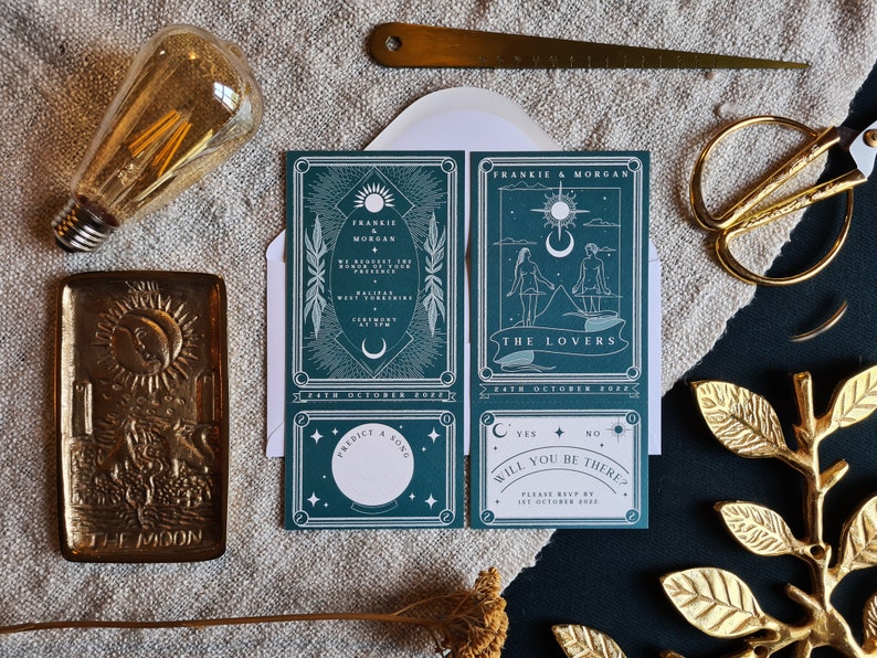 Unique 'THE LOVERS' Tarot Card Invitation, Personalised Invitation RSVP card for Wedding & Events image 2