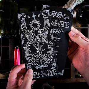 Dramatic 'Star Crossed Lovers' Romeo and Juliet Gothic Save the Date, Personalised Save the Date card for Wedding & Events