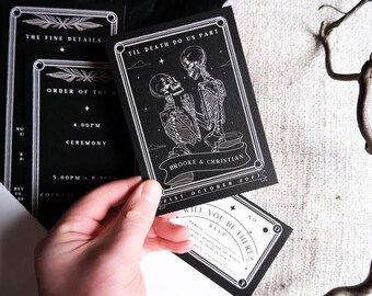 Til Death Do Us Part Wedding Invitation | Gothic Tarot 2-Piece RSVP Suite | Halloween Invite