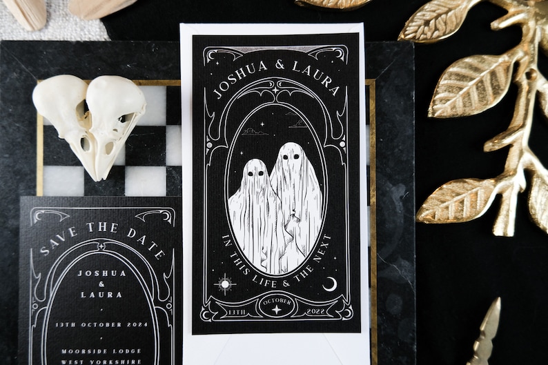 Unique Ghost Tarot Card Save the Date 'In This Life And The Next', Personalised Save the Date card for Wedding & Events image 4