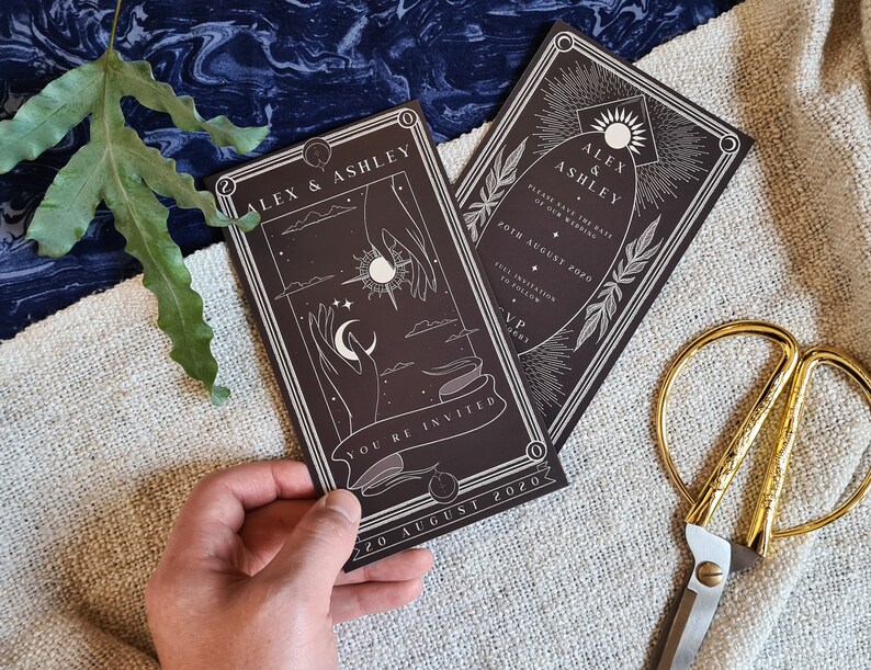 Personalised Save the Date card for Wedding /& Events Unique Tarot Card Save the Date