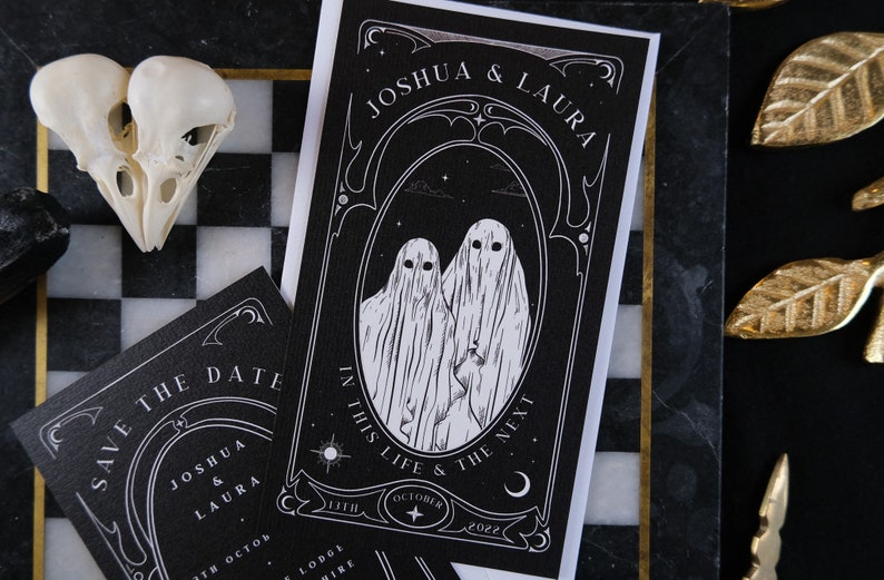 Unique Ghost Tarot Card Save the Date 'In This Life And The Next', Personalised Save the Date card for Wedding & Events image 8