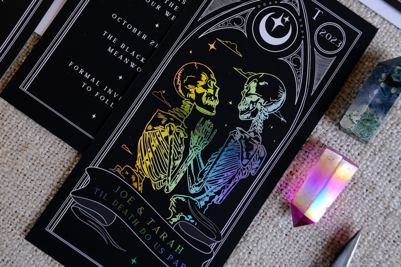 Unique Foiled Tarot Card Invitation Suite 'Til Death Do Us Part', Personalised 3 piece set for Wedding & Events image 5