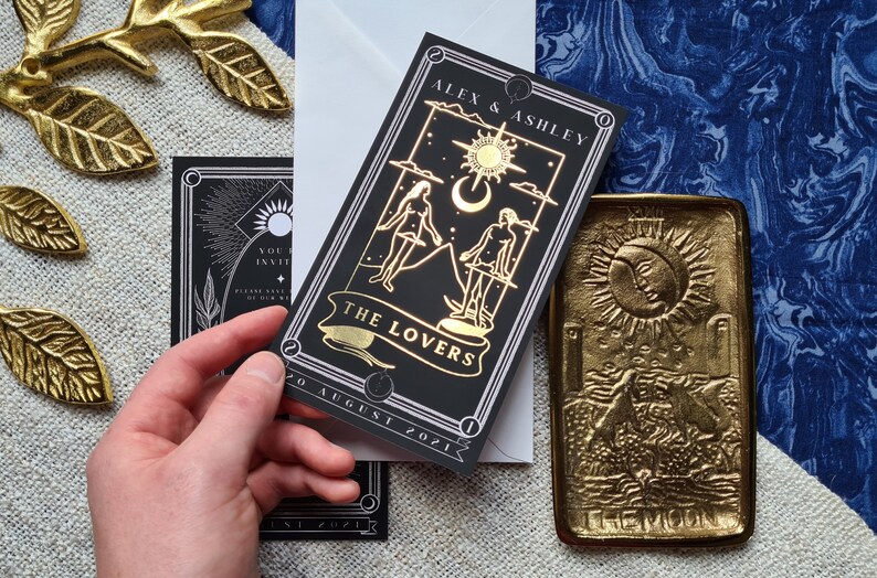 Unique Gold Foil The Lovers Tarot Card Save The Etsy