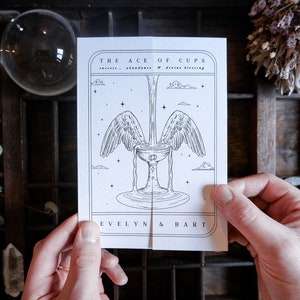 Carte de tarot unique faire-part de mariage sur le thème Ouija « As des coupes », carte d'invitation personnalisée pour mariage et événements d'Halloween