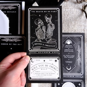 Faire-part carte de tarot unique « Jusqu'à ce que la mort nous sépare », carte RSVP d'invitation personnalisée pour mariage et événements