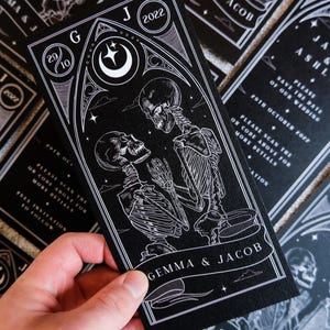 Gothic Save the Date | Til Death Do Us Part Tarot Card | Dark Wedding Announcement Card image 2
