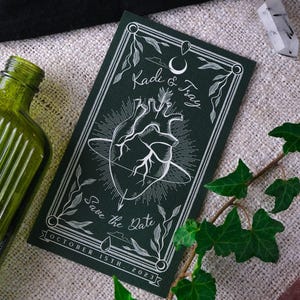 Carte de tarot coeur personnalisée Réservez cette date pour les mariages gothiques avec enveloppes