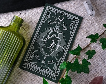 Save the Date | Herz Gothic Tarot Hochzeitskarte | Dunkle Alternative Ansage