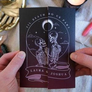 Carte de tarot unique faire-part de mariage Ouija « Til Death Do Us Part », carte d'invitation personnalisée pour mariage et événements d'Halloween