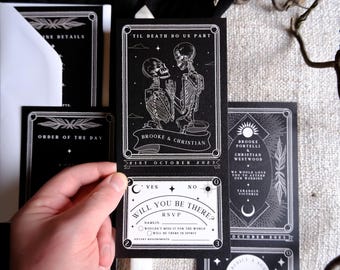 Til Death Do Us Part Wedding Invitation Suite | Gothic Tarot RSVP Set | 2-piece Halloween Invite