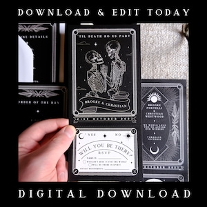Tarot Karte zum Ausdrucken, Einladung Sonne und Mond, personalisierte Einladung für Hochzeit & Events - Sofort Download