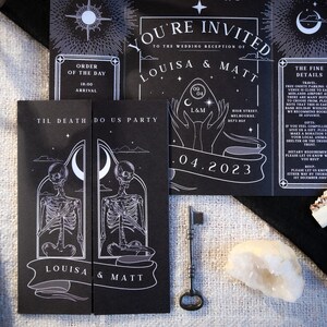 Unique Tarot Card Ouija Wedding Invitation 'Til Death Do Us Part', Personalised Invitation card for Wedding & Halloween Events image 8