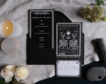 Til Death Do Us Part Wedding Invitation | Gothic Tarot 2-Piece RSVP | Halloween Invite