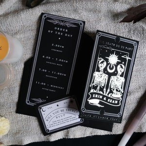 Unique Foiled Tarot Card Invitation Suite 'Til Death Do Us Part', Personalised 3 piece set for Wedding & Events image 2