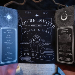 Unique Tarot Card Ouija Wedding Invitation 'Til Death Do Us Part', Personalised Invitation card for Wedding & Halloween Events image 3