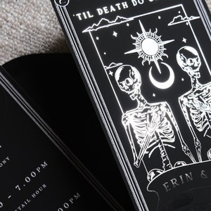 Unique Foiled Tarot Card Invitation Suite 'Til Death Do Us Part', Personalised 3 piece set for Wedding & Events image 6