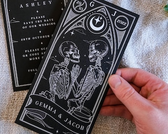 Gothic Save the Date | Til Death Do Us Part Tarot Card | Dark Wedding Announcement Card