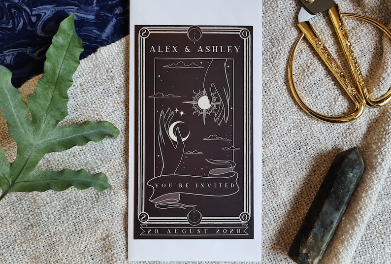 Personalised Save the Date card for Wedding /& Events Unique Tarot Card Save the Date