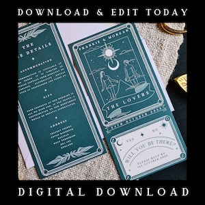 "Tarot Karte ""The Lovers"" , Gay und Lesben Hochzeitseinladung, Gay Hochzeitseinladung für LGBT Hochzeit & Events - Instant Download."
