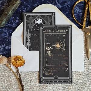 Unique Silver Foil Tarot Card Save the Date Personalised Save - Etsy