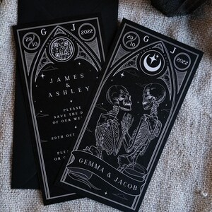 Gothic Save the Date | Til Death Do Us Part Tarot Card | Dark Wedding Announcement Card image 5