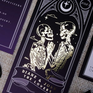 Suite unique d'invitations de tarots décorés « Jusqu'à ce que la mort nous sépare », ensemble personnalisé de 3 pièces pour mariage et événements