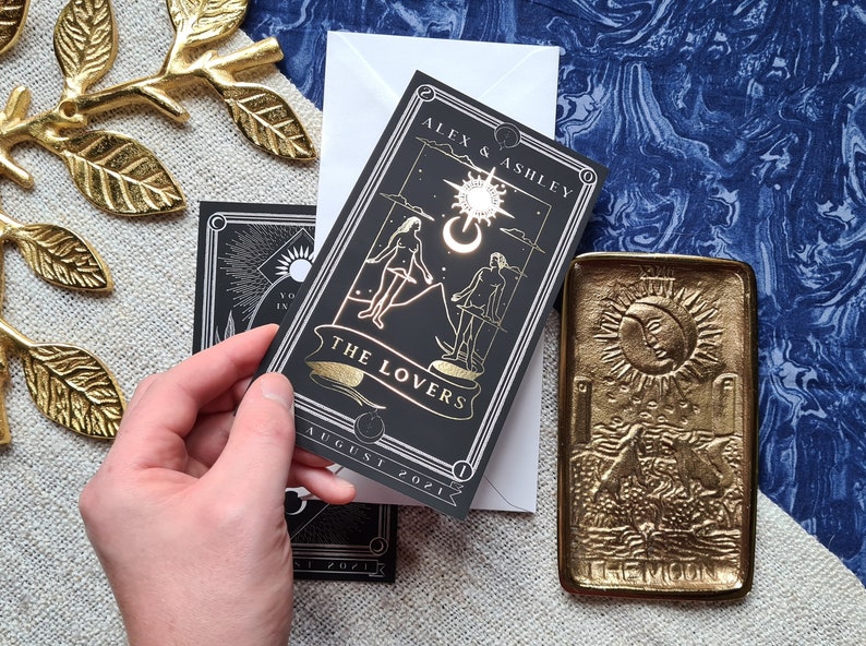 Unique Gold Foil The Lovers Tarot Card Save The Etsy