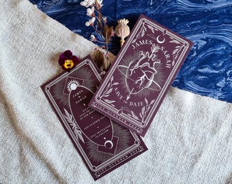 Bleeding Heart Save the Date | Gothic Tarot Wedding | Dark Romantic Announcement Card