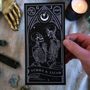 Gothic Save the Date | Til Death Do Us Part Tarot Card | Dark Wedding Announcement Card image 7