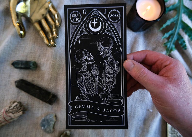 Gothic Save the Date | Til Death Do Us Part Tarot Card | Dark Wedding Announcement Card image 7