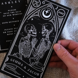 Gothic Save the Date | Til Death Do Us Part Tarot Card | Dark Wedding Announcement Card image 4