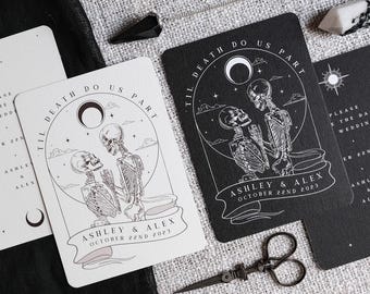 Gothic Hochzeit Save the Date | Bis der Tod uns scheidet Tarot | Düster Romantische Karte