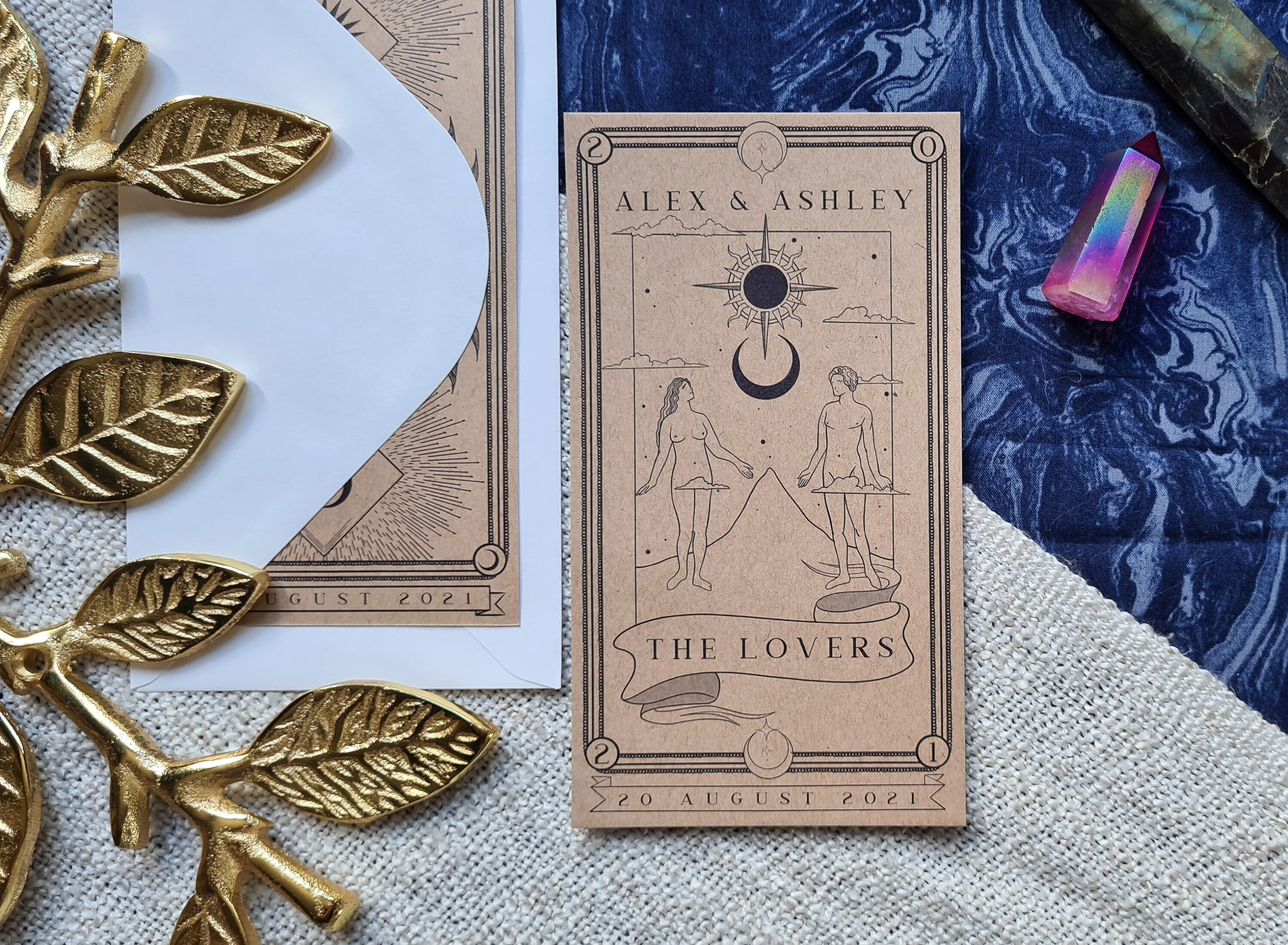 THE LOVERS Tarot Card Save the Date, Personalised Save the Date card for Wedding & Events