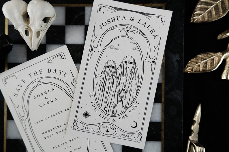 Unique Ghost Tarot Card Save the Date 'In This Life And The Next', Personalised Save the Date card for Wedding & Events image 9