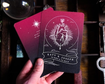 Save the Date | Tränendes Herz Gothic Tarot | Düster Romantische Hochzeitsankündigung