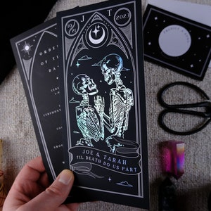 Unique Foiled Tarot Card Invitation Suite 'Til Death Do Us Part', Personalised 3 piece set for Wedding & Events image 3