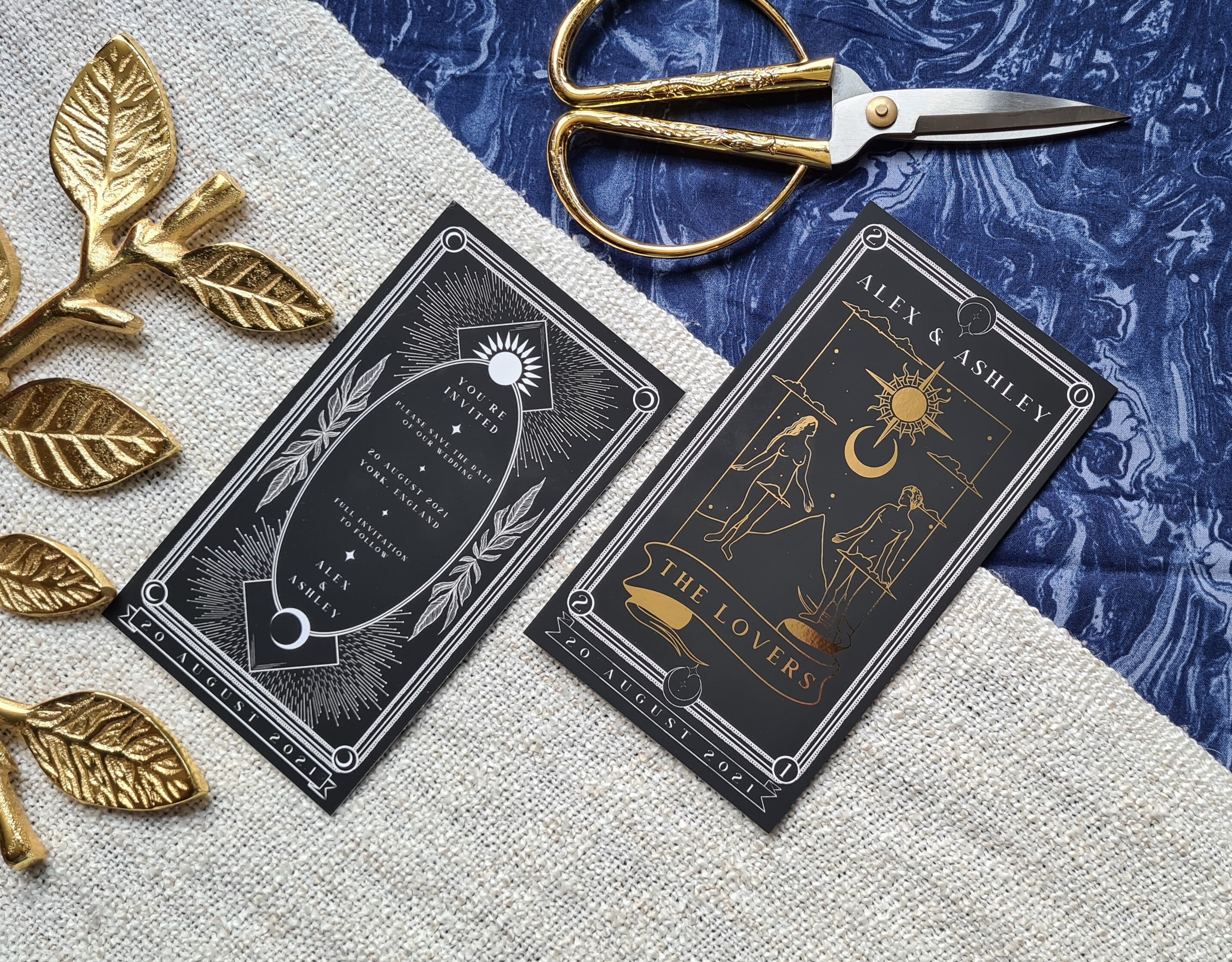 The Lovers Tarot Card Save the Date Gold Foil Personalised - Etsy