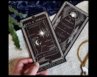 Printable &#39;Sun and Moon&#39; Tarot Card Save the Date, Personalised Save the Date Invitation for Wedding & Events - Instant Download