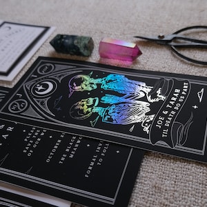 Unique Foiled Tarot Card Invitation Suite 'Til Death Do Us Part', Personalised 3 piece set for Wedding & Events image 7