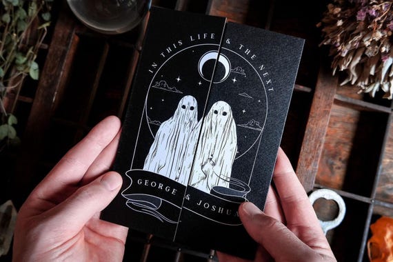 Halloween Gatefold Invitation with Photo | In This Life and The Next Ghost Wedding Gatefold