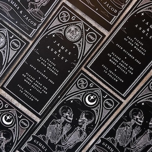Gothic Save the Date | Til Death Do Us Part Tarot Card | Dark Wedding Announcement Card image 8